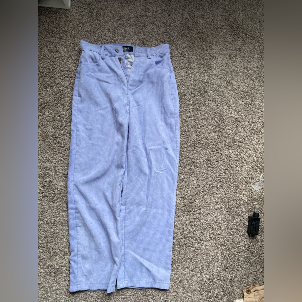 Blue Wide-leg Corduroys